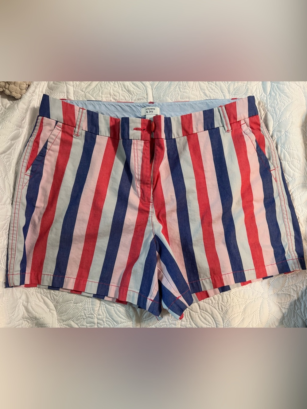 crown & ivy Red, Pink & Navy Vertical Stripe Shorts
